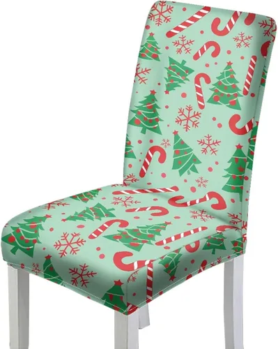 Miniatura 14 de HUGS IDEA Snowman Seat Covers for Dining Room Chairs Set of 2 Santa Claus Stretch Chair Slipcovers Protector Removable and Washable Kitchen Dining