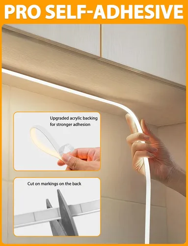 Miniatura 3 de Lamomo COB - Tira de luces LED, 9.84 pies, color blanco natural, regulable, autoadhesiva, con control remoto, flexible, cortable, impermeable, 4000