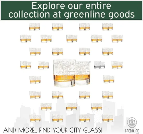 Miniatura 29 de Greenline Goods Vasos de whisky – Juego de vasos de 10 onzas para los amantes de San Luis, grabado con mapa de la ciudad de San Luis Old Fashioned