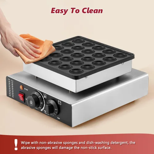 Miniatura 7 de LANUEVA Mini panquequera holandesa con receta, 25 piezas de 1.8 pulgadas, máquina de panqueques eléctrica con revestimiento antiadherente, acero