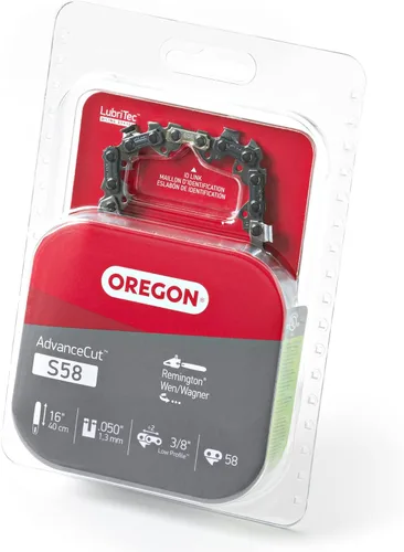 Oregon S58 AdvanceCut Cadena de motosierra de repuesto para barras guía de 16 pulgadas, 58 eslabones de transmisión, paso 38", calibre .050", se