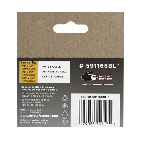 Miniatura 6 de Arrow 591168 - Grapas aisladas de acero T59 genuino de 1/4 pulgadas por 1/4 de ancho de corona para cable y cableado, negro, 300