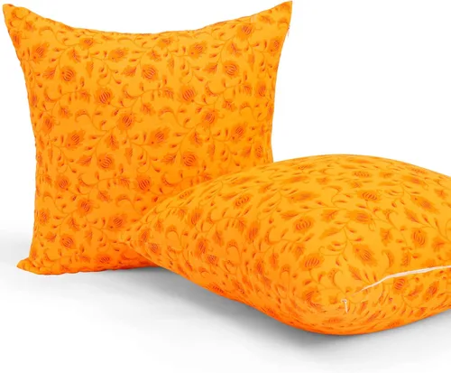 EVENHUG Juego de 2 fundas de almohada acolchadas de girasol naranja, fundas de almohada florales a juego con decoración de ropa de cama (18 x 18