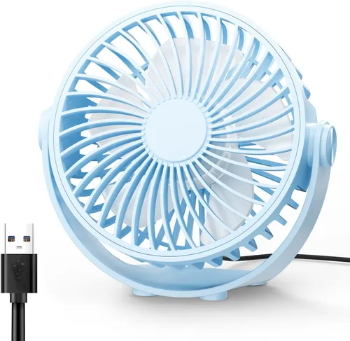 Miniatura 12 de Edvision Ventilador de escritorio USB, mini portátil de 5 pulgadas, escritorio personal de flujo de aire fuerte de 3 velocidades, ventilador de Negro
