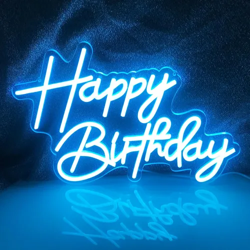 Miniatura 16 de Letrero de neón de feliz cumpleaños, reutilizable, luz LED de neón rosa, decoración de fiesta de cumpleaños, funciona con USB, decorativo para telón