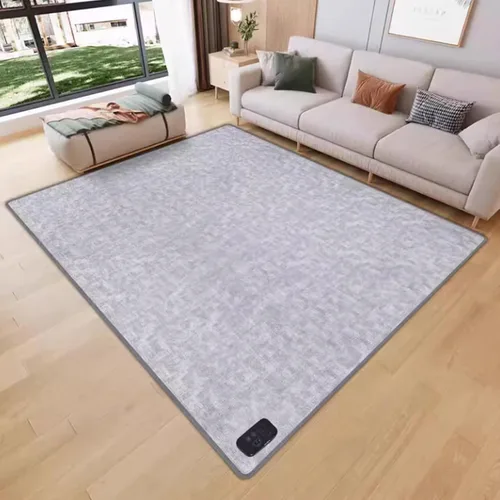 Graphene Heated Carpet - Adjustable Temperature Electric Floor Mat with 12-Hour Timer, Cozy Area Rug for Indoor Living Room (Color 1,