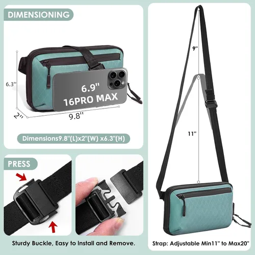 Miniatura 4 de Bolso cruzado pequeño para mujer, bolso de hombro vegano impermeable con tela acolchada de nailon de diamante, respaldo de poliéster 900D Azul