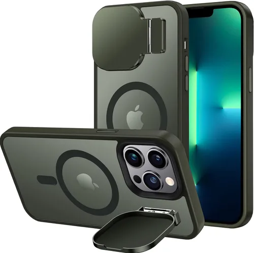 Miniatura 21 de Silverback Funda para iPhone 14 Pro Max con funda para cámara, compatible con MagSafe, con soporte integrado, funda magnética translúcida mate a