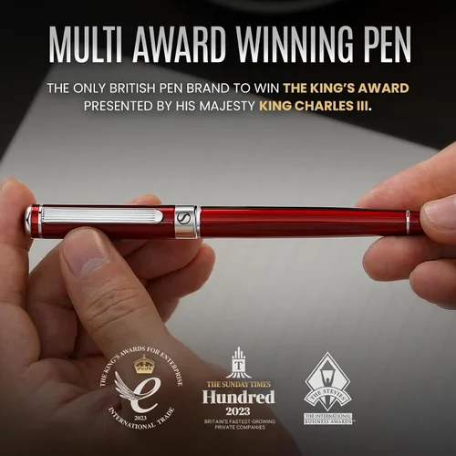 Miniatura 7 de Scriveiner Deep Crimson Red Rollerball – Impresionante bolígrafo de rodillo de lujo de laca roja carmesí profundo con acabado cromado, repuestos