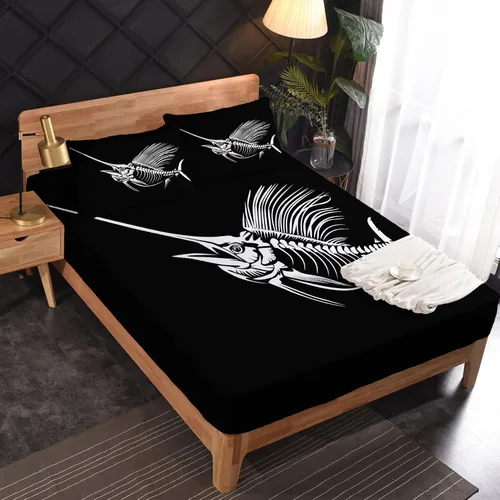 Miniatura 2 de Swordfish Sábanas tamaño individual – Juego de sábanas de animales marinos para niños y niñas, juego de sábanas en blanco y negro, microfibra suave