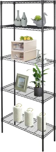 Miniatura 6 de BELANITAS Estantería de metal de 5 niveles, estantes de alambre de capas ajustables, estantería de alambre resistente para uso en el hogar, cocina