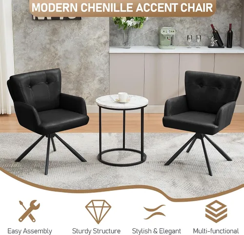 Miniatura 7 de WUTUTUEE Juego de 2 sillas de comedor de piel sintética, modernas, tapizadas, giratorias, cómodas sillas de comedor con respaldo medio, sillón
