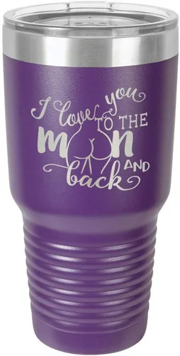 Miniatura 22 de Vaso negro de 30 onzas con popote y tapa superior deslizante con texto en inglés "I love you to the moon and back", color negro