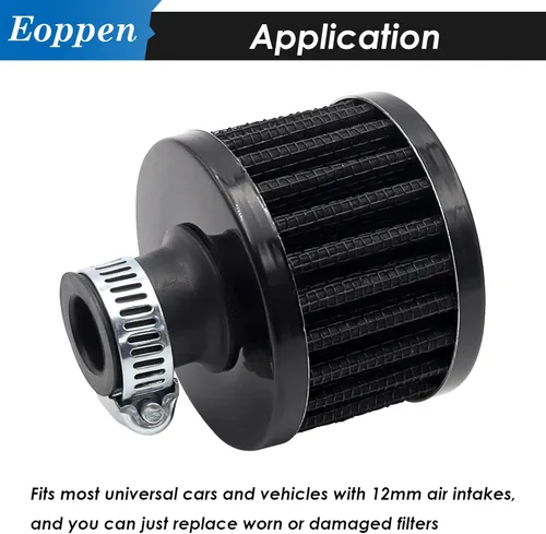 Miniatura 6 de 2pcs 0.472 in Filtro de aire Mini Universal Vent Crankcase Entrada de aire frío Filtro de respiración para coche y motocicleta (negro)