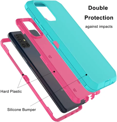 Miniatura 2 de Funda para Galaxy A51 4G (no compatible con la versión A51 5G), a prueba de golpes, resistente, resistente, de goma de plástico duro, 2 capas, funda