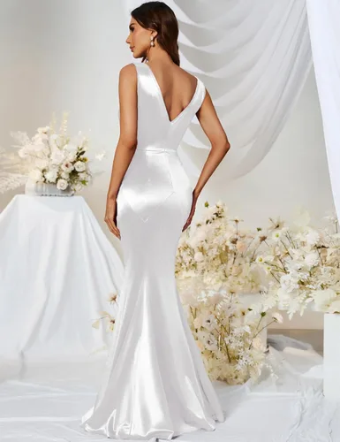 Miniatura 4 de Vestido de noche formal de los años 30 para mujer, sin mangas de sirena elegante
