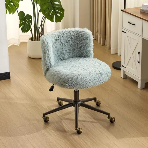 Miniatura 11 de VINGLI - Silla de escritorio de tapicería de lujo con respaldo curvo y inclinación de 90-102° y altura ajustable, linda silla giratoria con base