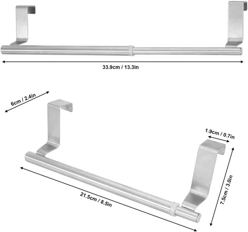 Miniatura 9 de Toallero retráctil para colocar sobre la puerta, toallero para gabinete, de acero inoxidable retráctil, para cocina, sobre el gabinete, toallero