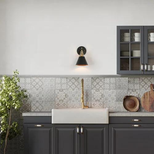 Miniatura 2 de KSANA Apliques de Pared Negros, Lámparas de Pared Modernas de Estilo Granja en Oro para Dormitorio, Sala de Estar, Pasillo