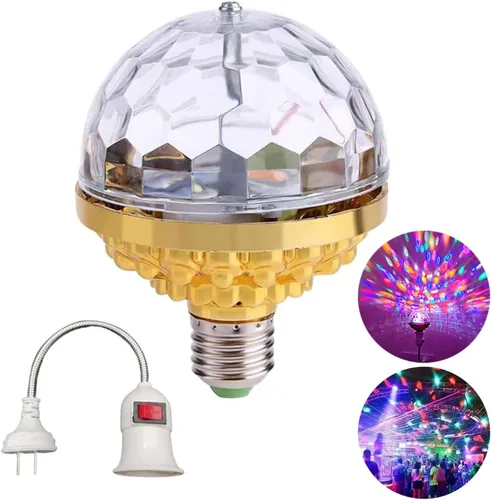 Miniatura 9 de Luz de bola mágica giratoria colorida, luces de fiesta, bola de discoteca, bombilla con forma de bola de discoteca de espejo, bombilla mágica