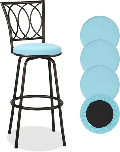 Miniatura 18 de Deisy Dee 4 fundas de asiento redondas para taburetes de bar, fundas elásticas para sillas redondas de 13 a 16 pulgadas (naranja)