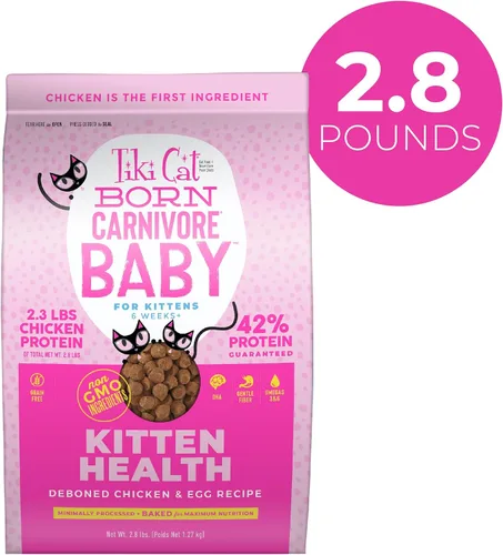 Miniatura 2 de Tiki Cat Born Carnivore Baby Kitten Health Alimento seco para gatos, pollo y huevo deshuesados, bolsa de 2.8 libras