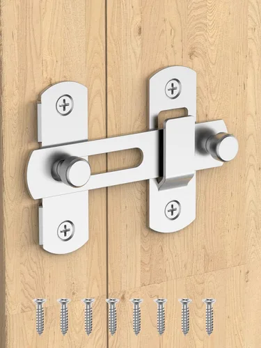 Miniatura 11 de Cerradura de puerta corrediza de granero, pestillos de seguridad de acero inoxidable y cerrojos de perno de puerta para gabinete de vino, baño, Negro