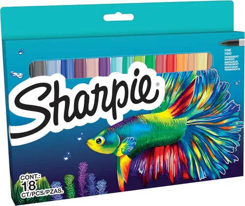 Sharpie Juego de marcadores permanentes, surtido de colores de edición limitada, punta fina, 18 rotuladores, juego de regreso a clases