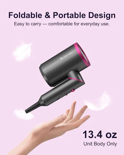 Miniatura 5 de ANNLARY Secador de pelo con peine Secador de pelo de 1800 W con difusor para cabello rizado Secador de pelo iónico de plasma para control