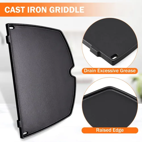 Miniatura 3 de Criditpid Plancha de cocina de hierro fundido 6559 para parrillas de gas Weber Q2000, Q2200, Q2400, Q200, Q220, Q240, Q260, accesorios de repuesto