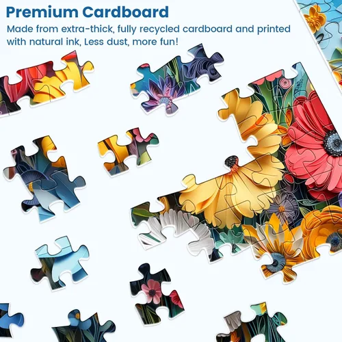 Miniatura 3 de Rompecabezas de 300 piezas para adultos Rompecabezas de piezas grandes de flores coloridas Rompecabezas de cartón reciclado de 300 piezas