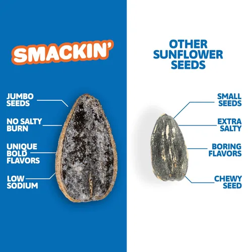 Miniatura 5 de SMACKIN' - Semillas de girasol tostadas extragrandes, sin quemadura salada, hechas en Estados Unidos, fácil de verter y sellar - Crema agria