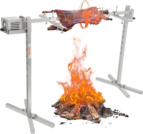 Miniatura 12 de VEVOR Parrilla asadora, asador de cerdo y cordero al aire libre de 37 pulgadas, asador de asador de carbón con capacidad de 132 libras, ruedas