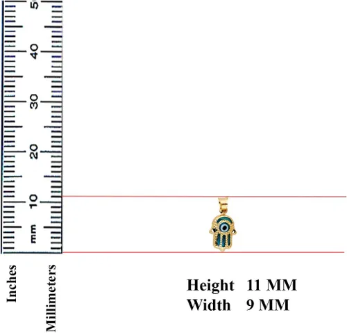 Miniatura 3 de TGDJ Colgante de mano Hamsa de ojo turco de oro amarillo de 14 k, Metal