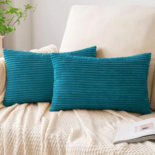 Miniatura 43 de EMEMA Paquete de 2 fundas de cojín cuadradas decorativas de pana suave y sólidas, fundas de cojín de primavera para sofá, dormitorio o automóvil, 14