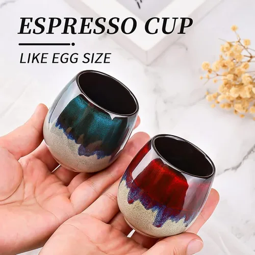 Miniatura 5 de Juego de 4 mini tazas de café expreso de cerámica de 3 onzas, tazas de café expreso, tazas de café de porcelana, tazas Demitasse, estilo moderno sin