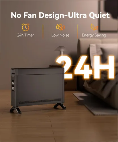 Miniatura 3 de BREEZEHEAT Calentador de Panel de Convección 1500W, Calentador de Espacio Eléctrico Eficiente en Energía para Uso Interior con Control Remoto