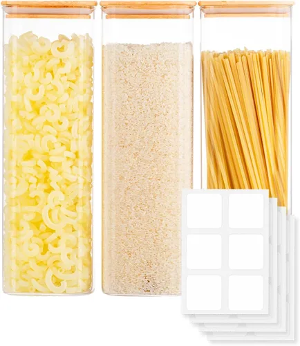 Miniatura 12 de Tarros de vidrio para almacenamiento de alimentos con tapas herméticas, recipientes de despensa de boca ancha, vidrio grueso sin BPA, resistente a