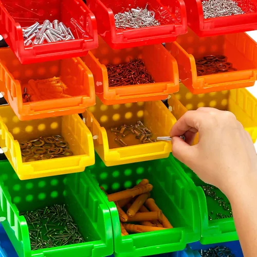 Miniatura 7 de Kit de 30 contenedores de almacenamiento montados en la pared, estante organizador de herramientas, organizador de hardware de garaje, contenedores
