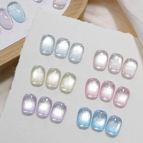 Miniatura 10 de Born Pretty Esmalte de uñas de gel de ojo de gato magnético, esmalte de gel pastel lechoso magnético azul pastel verde púrpura rosa nude plateado