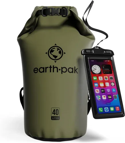 Miniatura 46 de Earth Pak Bolsa Seca Impermeable - Mochila Impermeable de Cierre Enrollable Superior Mantiene el Equipo Seco para Kayak con Funda Impermeable