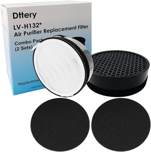 Miniatura 2 de Dttery Juego de 2 filtros de repuesto para purificador de aire LV-H132, filtro HEPA verdadero, LV-H132-RF, compatible con purificador de aire Levoit