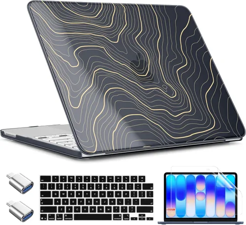 Miniatura 11 de TWOLSKOO Funda para MacBook Neo de 13 pulgadas 2026 A3404 A18 Pro Chip, carcasa rígida de plástico con adaptador tipo C, 2 fundas para cámara web