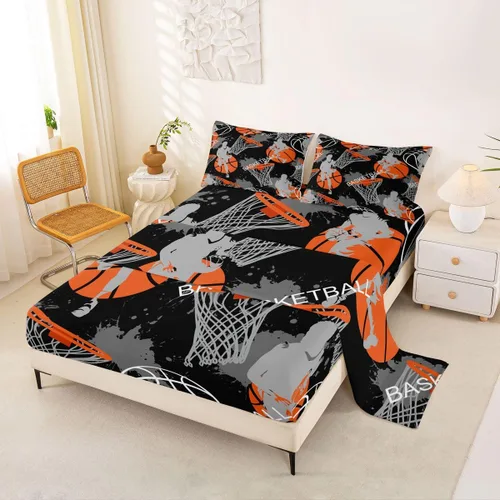 Miniatura 17 de Erosebridal Juego de sábanas de béisbol para niños, tamaño individual, sábanas de llama azul y roja para adolescentes, juego de ropa de cama