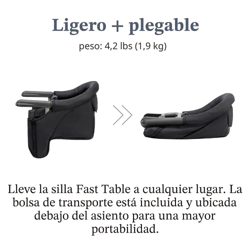 Miniatura 4 de Inglesina Silla de mesa rápida, color negro + bandeja de comedor rápido, silla alta portátil para bebés, para bebés y niños pequeños de hasta 37