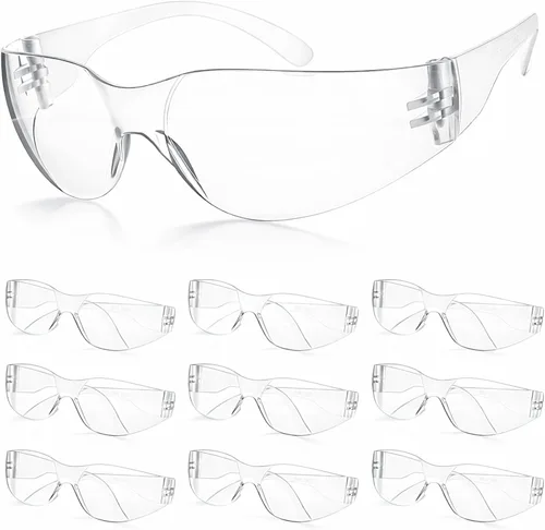 Miniatura 8 de Paquete de 10 lentes de seguridad transparentes para hombres y mujeres, con certificación ANSI Z87.1, resistentes a arañazos e impactos, lentes