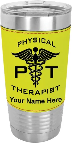 Miniatura 14 de LaserGram Taza aislada al vacío de 20 onzas, fisioterapeuta PT, grabado personalizado incluido (piel sintética, estilo béisbol)