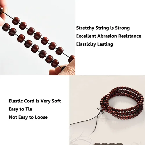 Miniatura 3 de Cordón elástico para pulseras, 1 mm (0.039 in) 330 pies de cuerda duradera para pulseras, cuerda elástica extensible para hacer joyas, collares