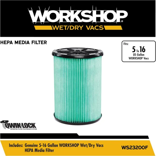 Miniatura 2 de WORKSHOP Wet/Dry Vacs Filtros de vacío WS23200F Filtro de medios HEPA para aspiradora de tienda