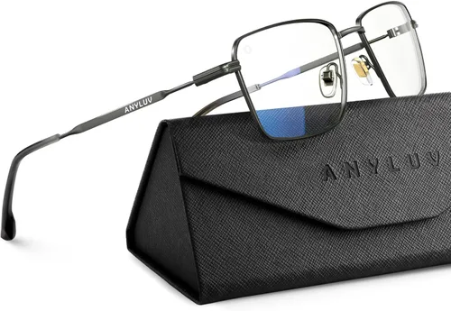 Miniatura 9 de ANYLUV Rectangle Blue Light Glasses, Classic Business Style Computer Glasses, Lightweight Metal Eyeglasses for Anti Eyestrain